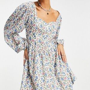 NEW Daisy Street ASOS women’s milkmaid ditsy Floral mini print dress size XS 0